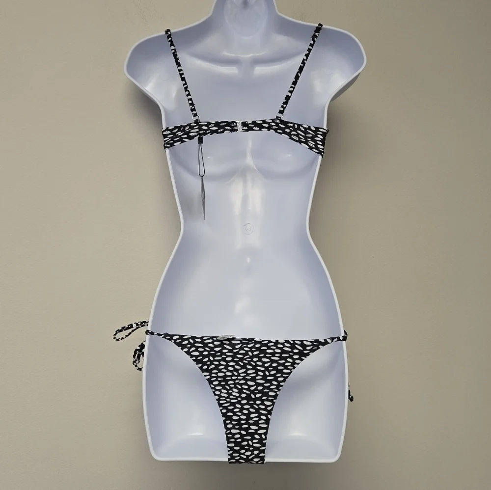 Zaful bikini two piece set black white dots S